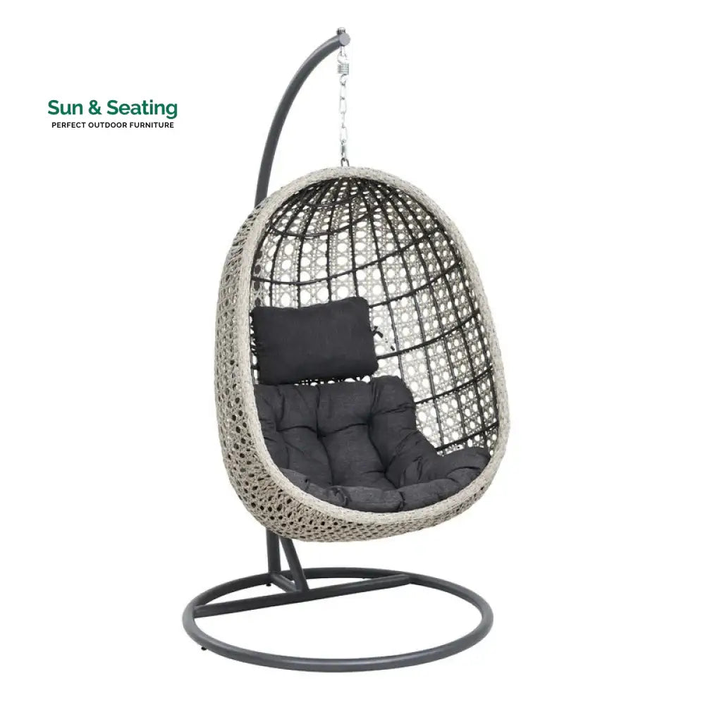 Rodolfo Single Seater Hanging Swing With Stand For Balcony Garden Swing (Grey) Swings