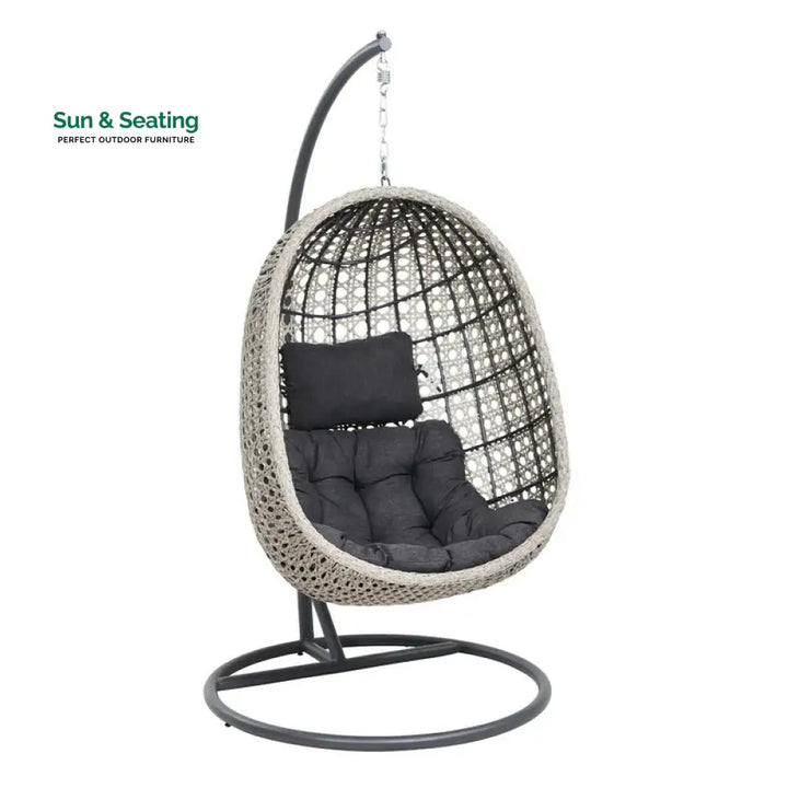 Rodolfo Single Seater Hanging Swing With Stand For Balcony Garden Swing (Grey) Swings
