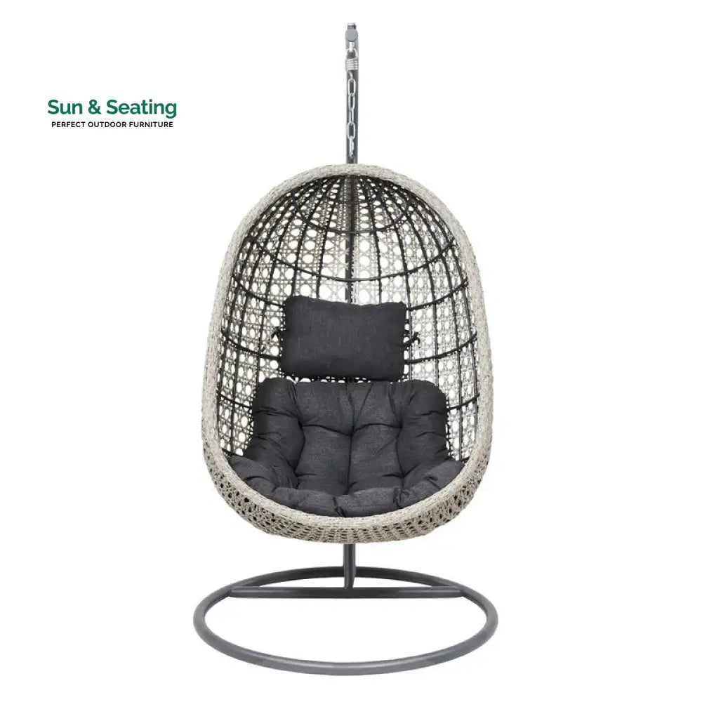 Rodolfo Single Seater Hanging Swing With Stand For Balcony Garden Swing (Grey) Swings