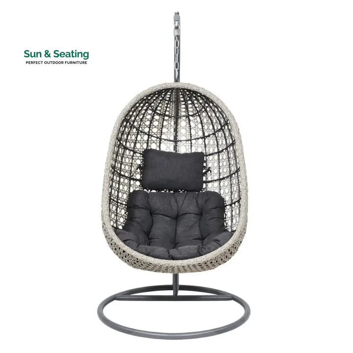 Rodolfo Single Seater Hanging Swing With Stand For Balcony Garden Swing (Grey) Swings
