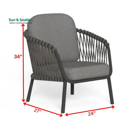 Rogar Outdoor Sofa Set 2 Seater 2 Single seater and 1 Center Table Set (Black + Grey) Braided & Rope Sofa Sets