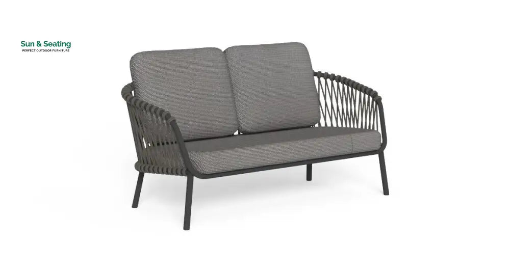Rogar Outdoor Sofa Set 2 Seater 2 Single seater and 1 Center Table Set (Black + Grey) Braided &amp; Rope Sofa Sets
