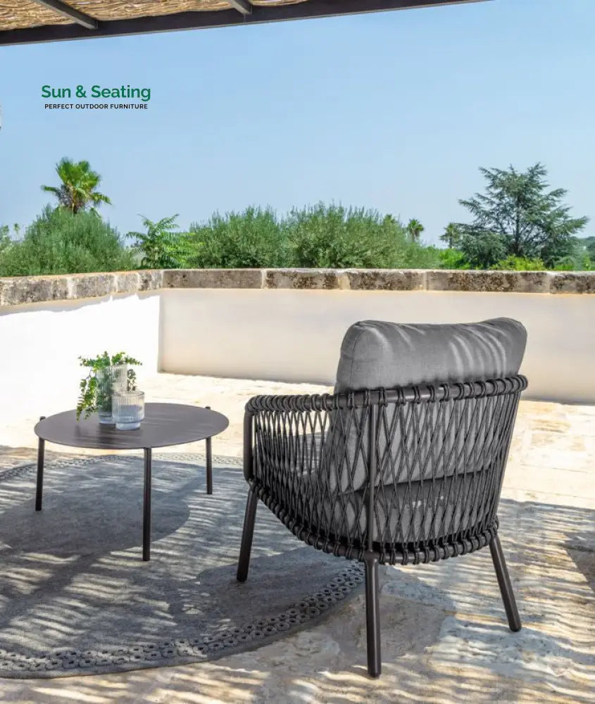 Rogar Outdoor Sofa Set 2 Seater 2 Single seater and 1 Center Table Set (Black + Grey) Braided &amp; Rope Sofa Sets