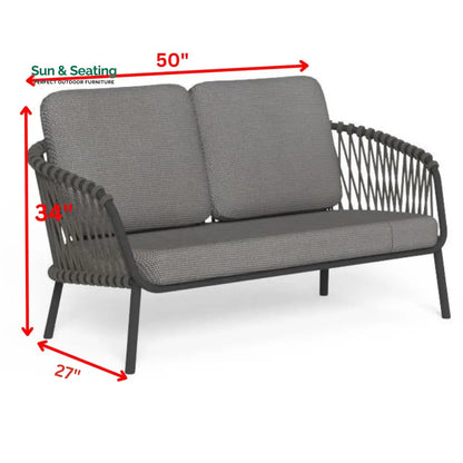 Rogar Outdoor Sofa Set 2 Seater 2 Single seater and 1 Center Table Set (Black + Grey) Braided & Rope Sofa Sets