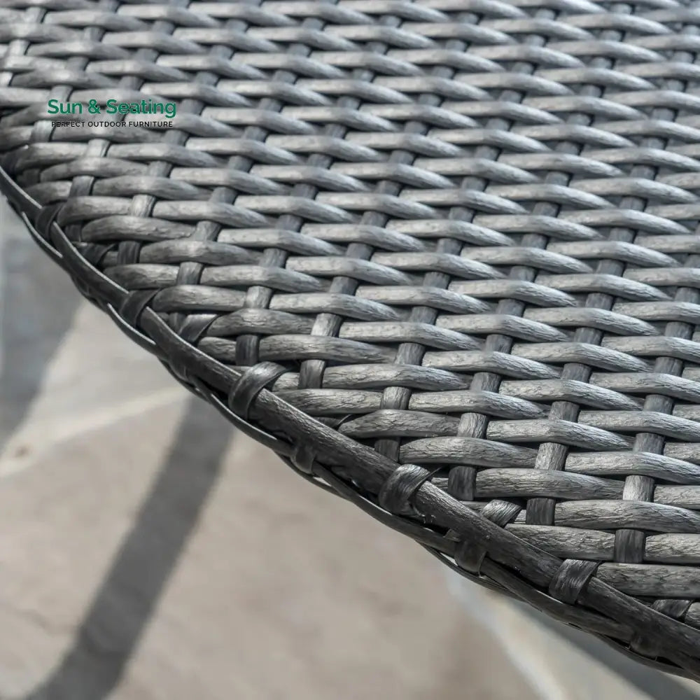 Rokia Outdoor Rattan Wicker Round Patio Table (Black) Table