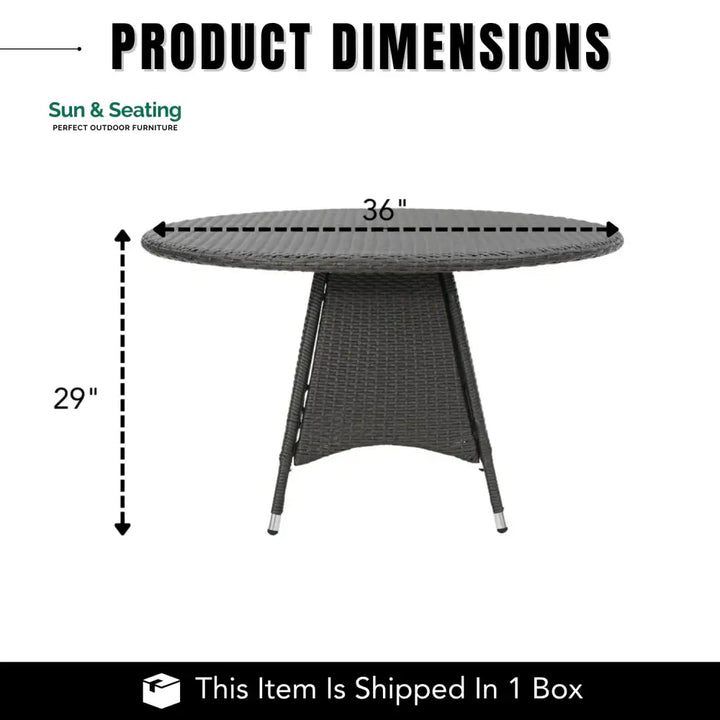 Rokia Outdoor Rattan Wicker Round Patio Table (Black) Table