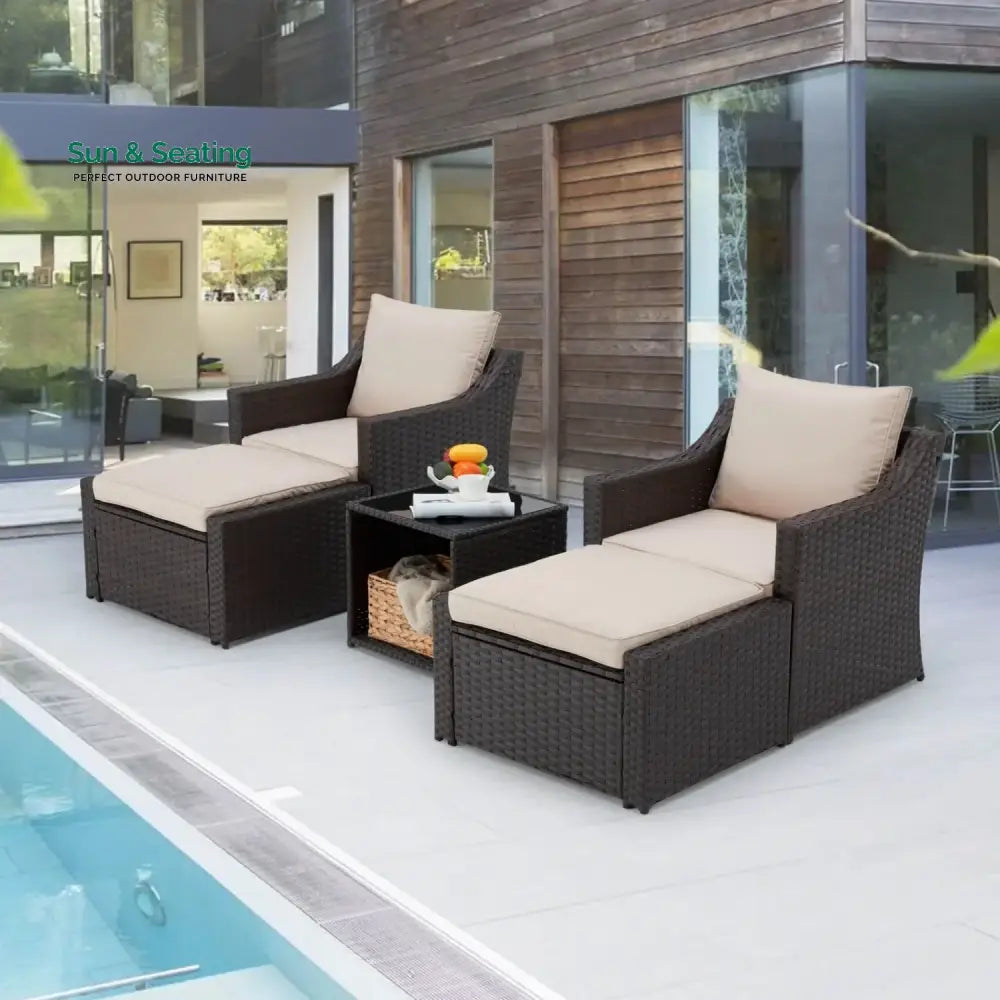 Romilly Outdoor Wicker 5-Piece Patio Sofa Set Patio Sofa Set