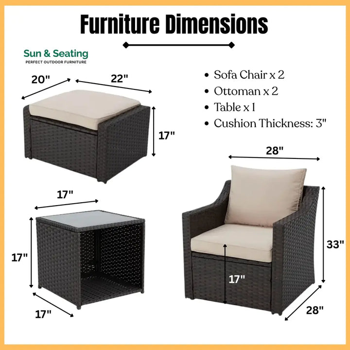 Romilly Outdoor Wicker 5-Piece Patio Sofa Set Patio Sofa Set