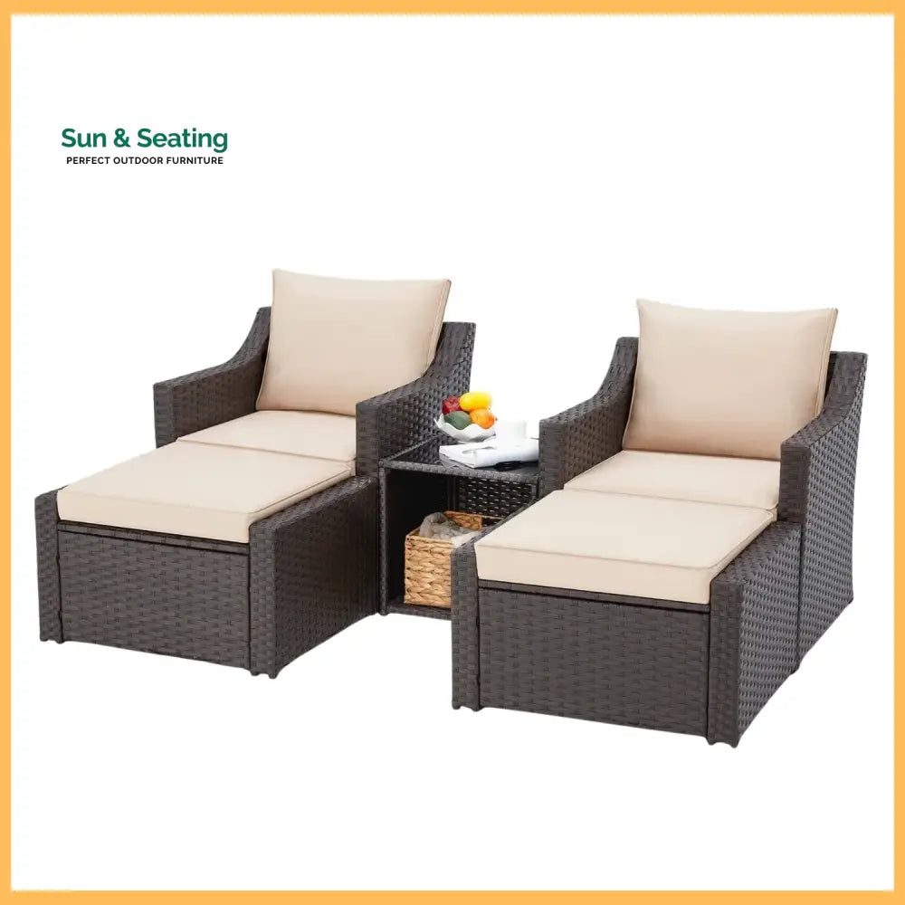 Romilly Outdoor Wicker 5-Piece Patio Sofa Set Patio Sofa Set