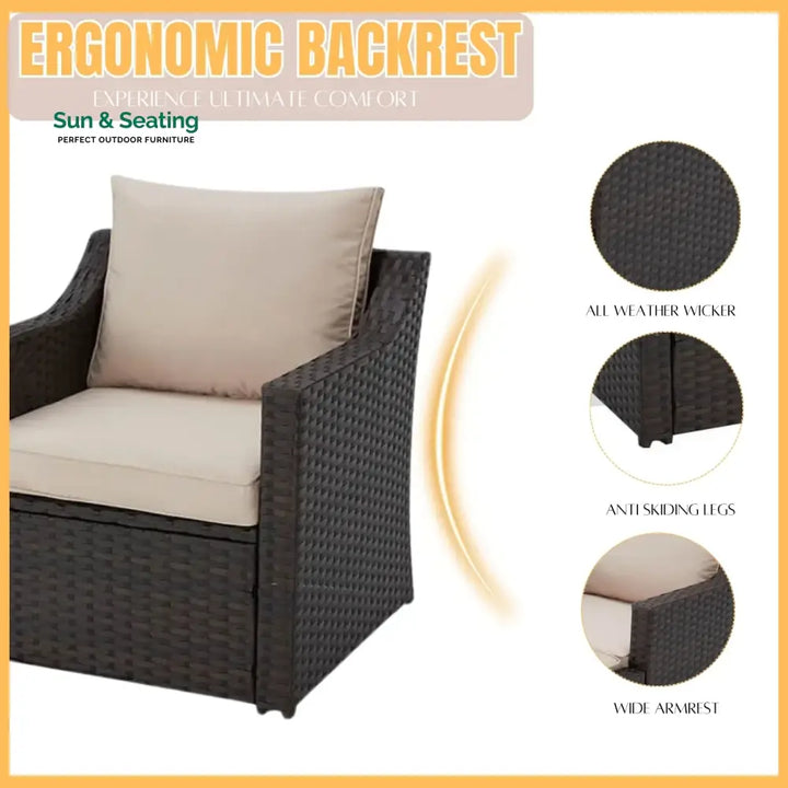 Romilly Outdoor Wicker 5-Piece Patio Sofa Set Patio Sofa Set