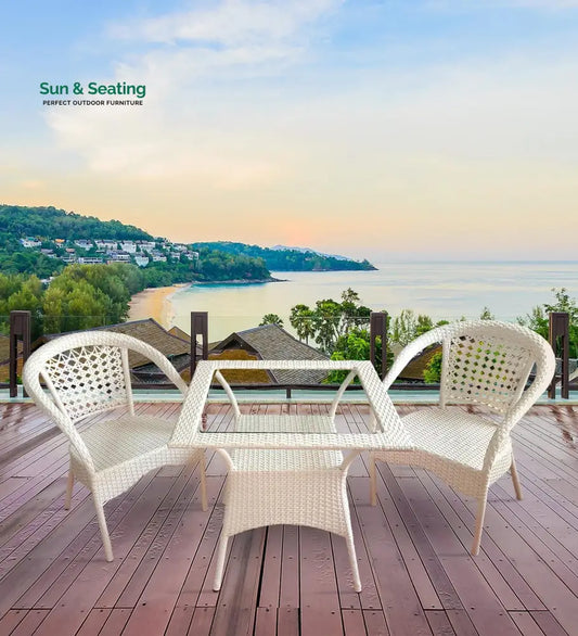 Romy Outdoor Patio Seating Set 2 Chairs and 1 Table Set Cream Coffee Table Sets