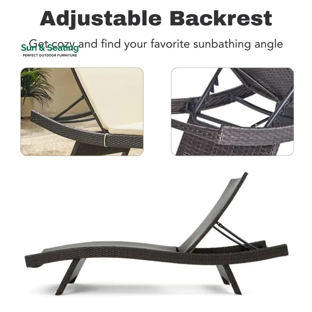 Rong All-Weather Rattan Wicker Outdoor Chaise Lounge Chair Set of 2 Lounger Set