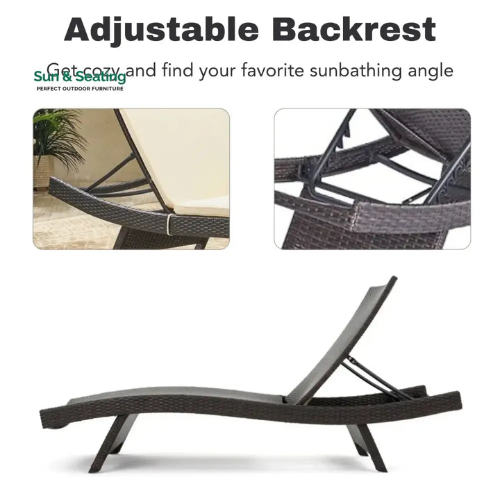 Rong All-Weather Rattan Wicker Outdoor Chaise Lounge Chair Set of 2 Lounger Set