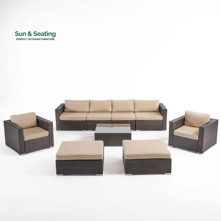 Rosamund Outdoor Rattan Wicker 8-Seater Sofa Set Sofa Set