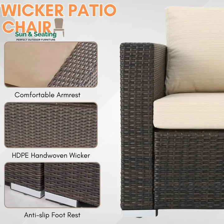 Rosamund Outdoor Rattan Wicker 8-Seater Sofa Set Sofa Set
