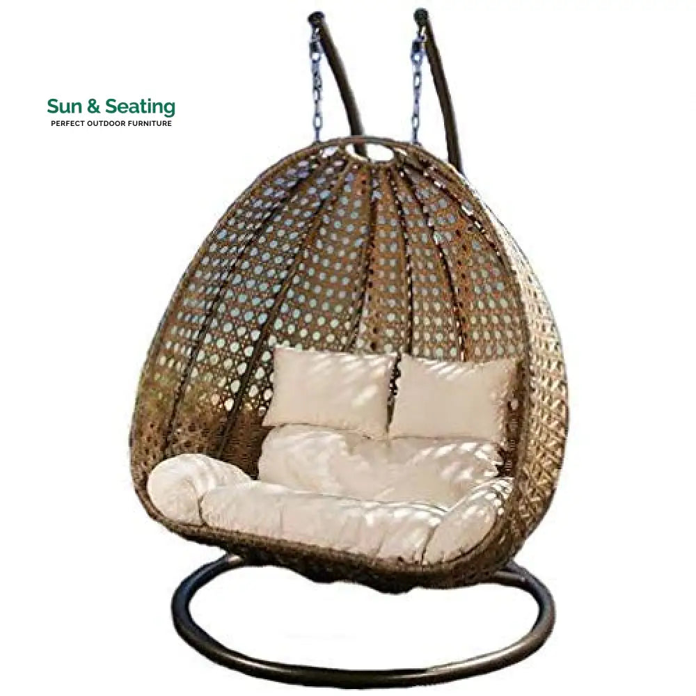 Rosannah Double Seater Hanging Swing With Stand For Balcony Garden Swing (Gold) Swings