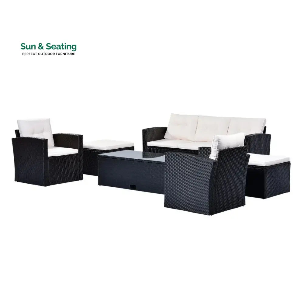 Rosario 6 Piece Outdoor Conversation Set All Weather Wicker Sectional Sofa Sofa Set