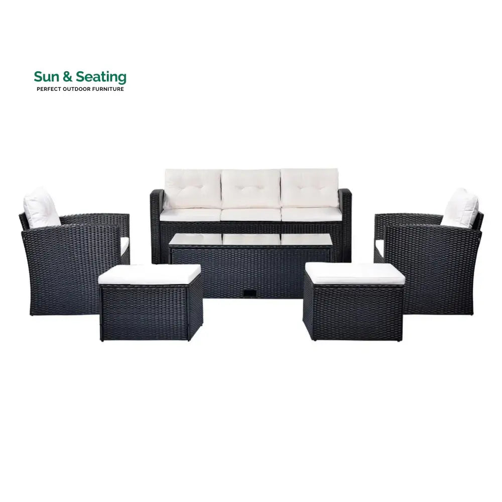 Rosario 6 Piece Outdoor Conversation Set All Weather Wicker Sectional Sofa Sofa Set