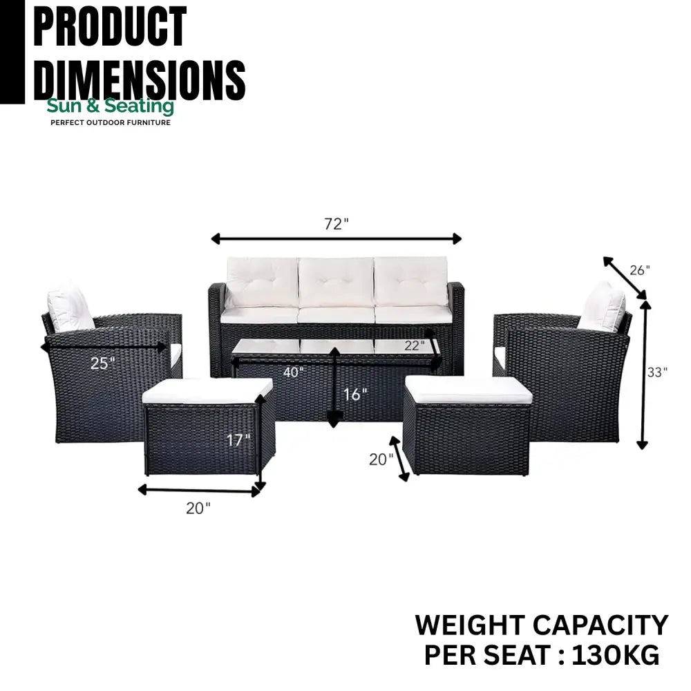 Rosario 6 Piece Outdoor Conversation Set All Weather Wicker Sectional Sofa Sofa Set