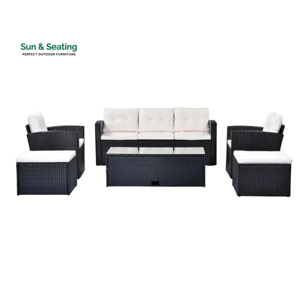 Rosario 6 Piece Outdoor Conversation Set All Weather Wicker Sectional Sofa Sofa Set