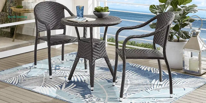 Roselle Outdoor Patio Seating Set 2 Chairs and 1 Table Set Brown Coffee Table Sets