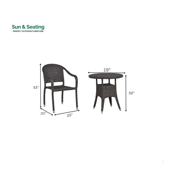 Roselle Outdoor Patio Seating Set 2 Chairs and 1 Table Set Coffee Table Sets