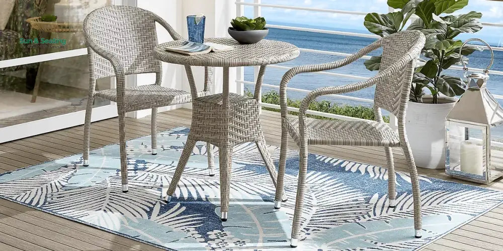 Roselle Outdoor Patio Seating Set 2 Chairs and 1 Table Set Grey Coffee Table Sets