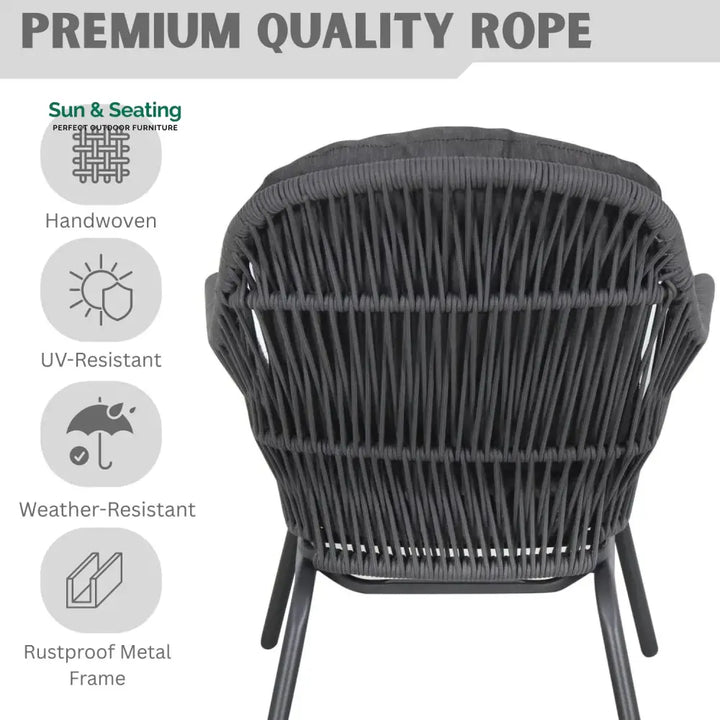 Roshni 3 Piece Outdoor Rope Patio Set Patio Set