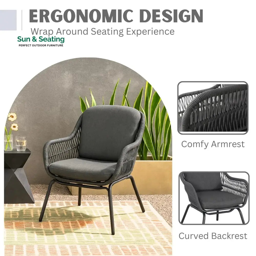 Roshni 3 Piece Outdoor Rope Patio Set Patio Set