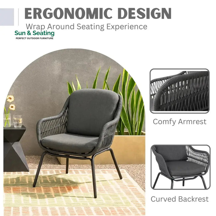 Roshni 3 Piece Outdoor Rope Patio Set Patio Set