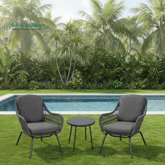 Roshni 3 Piece Outdoor Rope Patio Set Patio Set