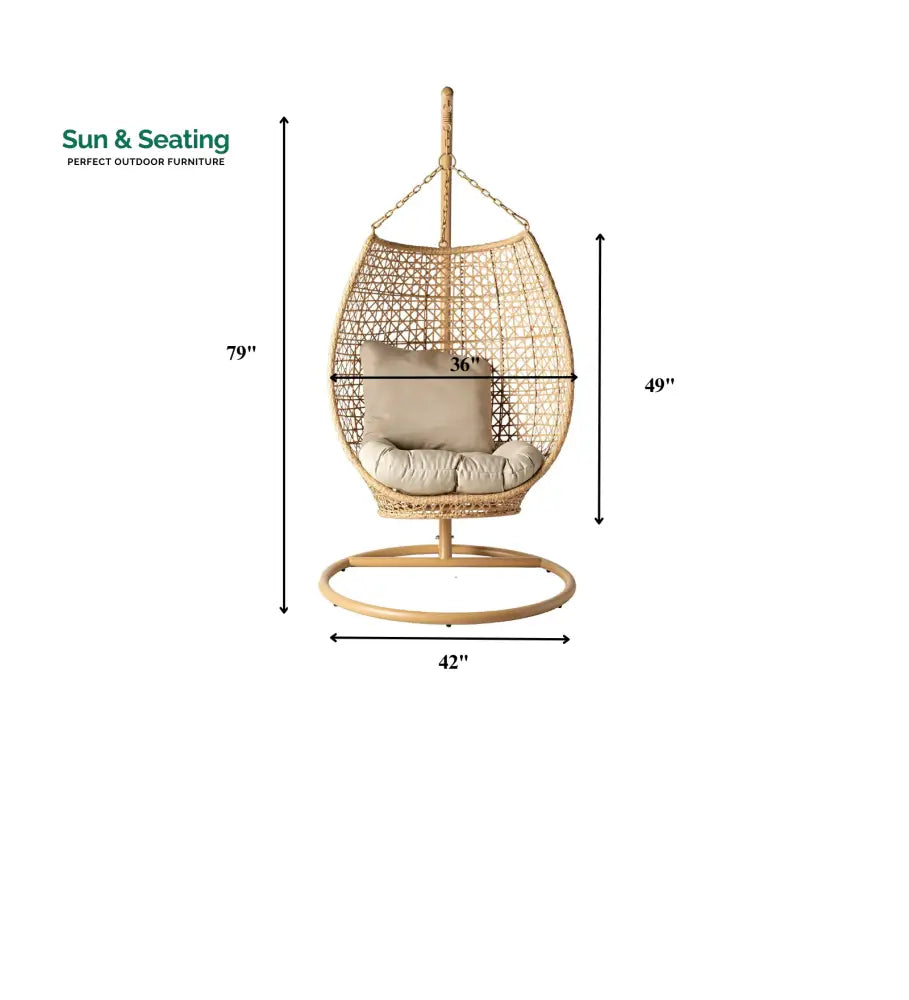 Rosie Single Seater Hanging Swing With Stand For Balcony Garden (Honey) Swings