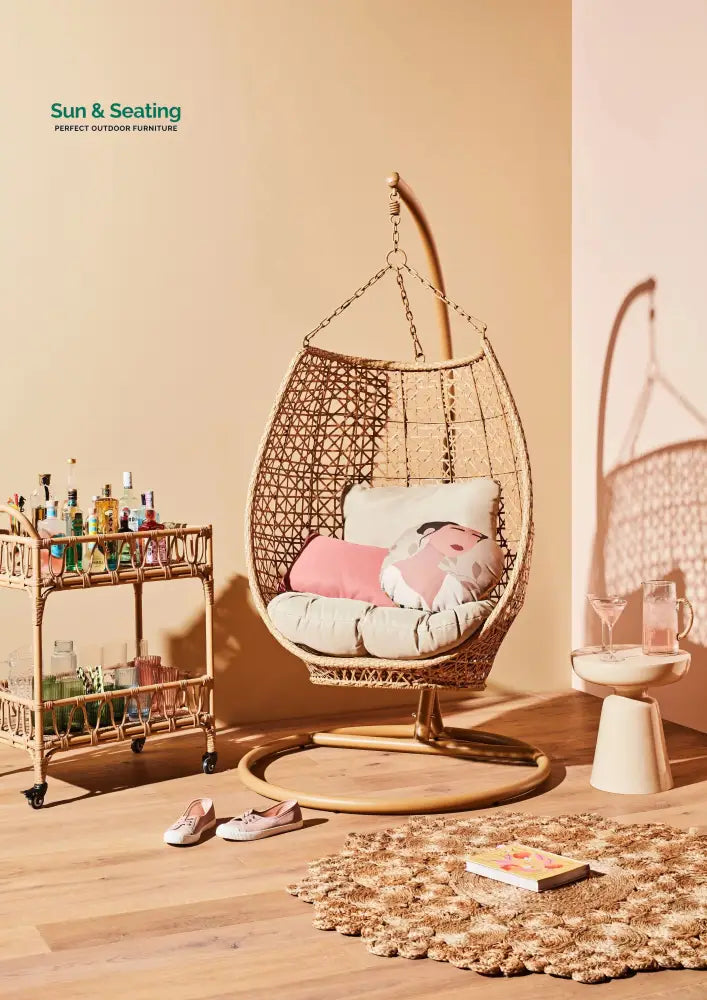 Rosie Single Seater Hanging Swing With Stand For Balcony Garden (Honey) Swings