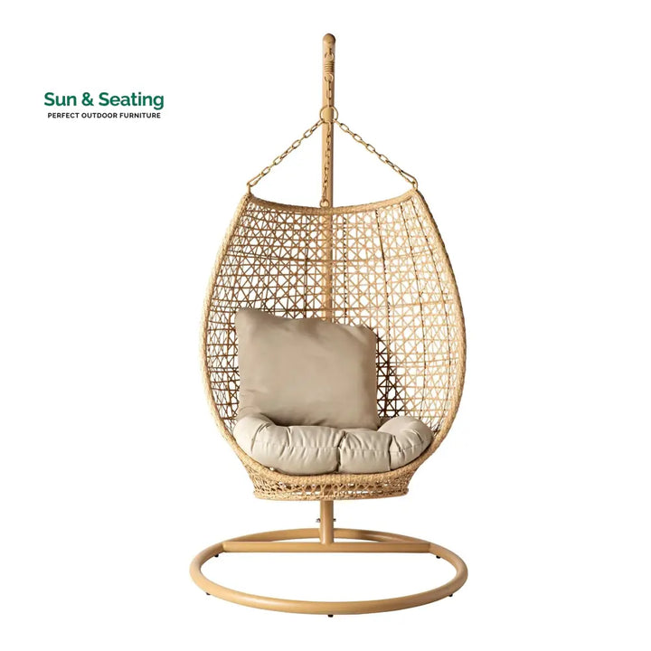 Rosie Single Seater Hanging Swing With Stand For Balcony Garden (Honey) Swings