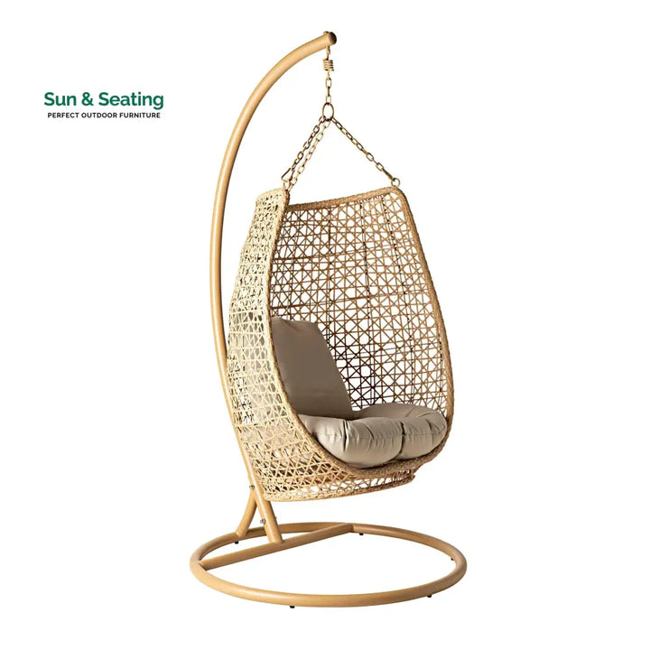Rosie Single Seater Hanging Swing With Stand For Balcony Garden (Honey) Swings
