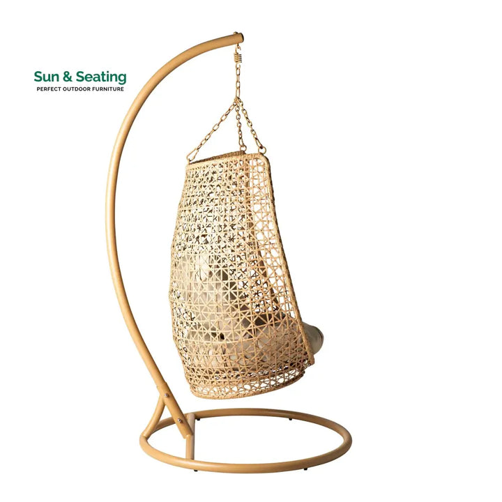 Rosie Single Seater Hanging Swing With Stand For Balcony Garden (Honey) Swings