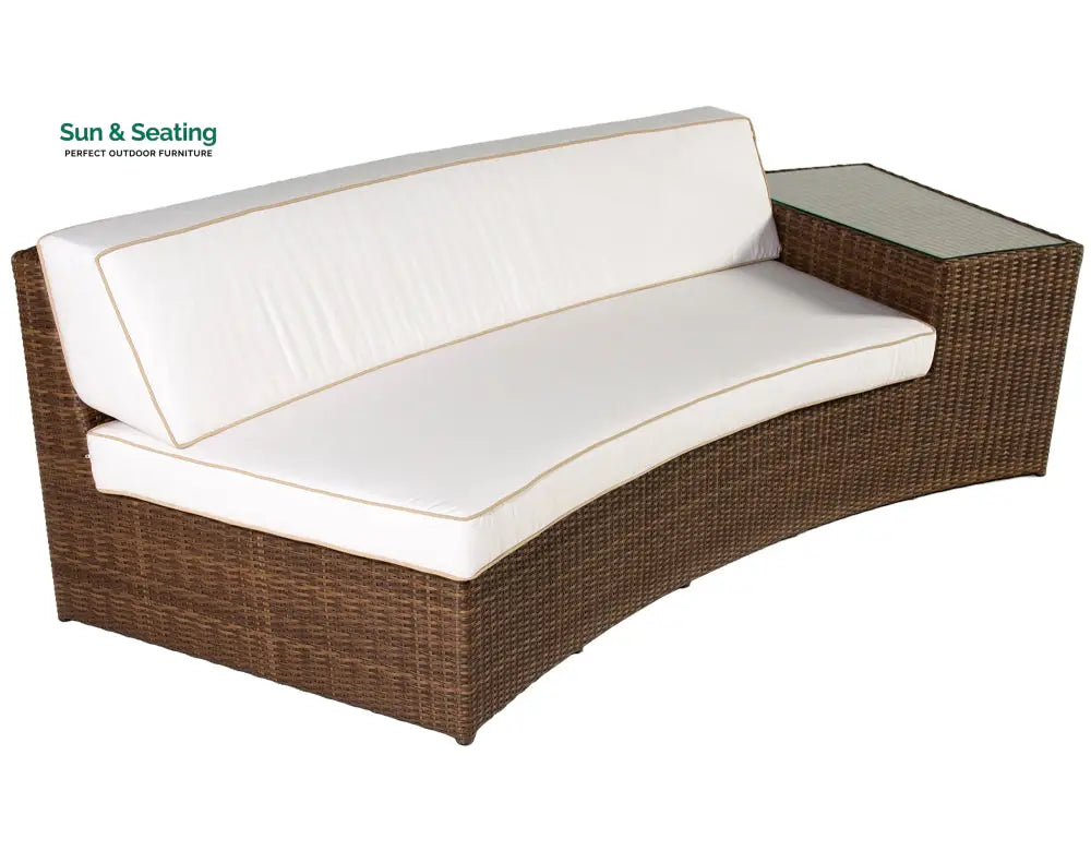 Rossi Outdoor Patio Round Sofa Set 8 Seater 1 Side table and 2 Center Table (Brown) Sofa Sets