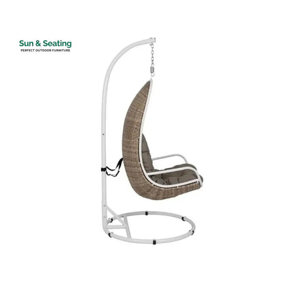 Rossi Single Seater Hanging Swing With Stand For Balcony Garden Swing (Sea shell) Swings