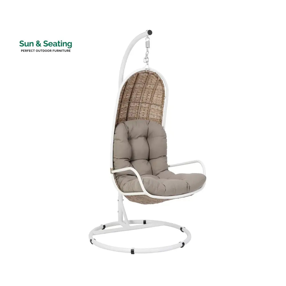 Rossi Single Seater Hanging Swing With Stand For Balcony Garden Swing (Sea shell) Swings