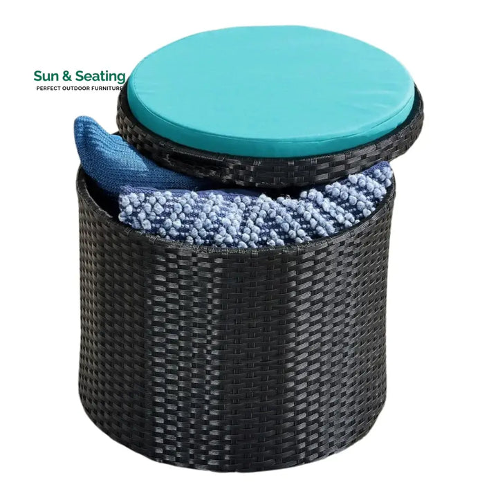 Round Wicker Ottoman for Patio &amp; Backyard Footrest