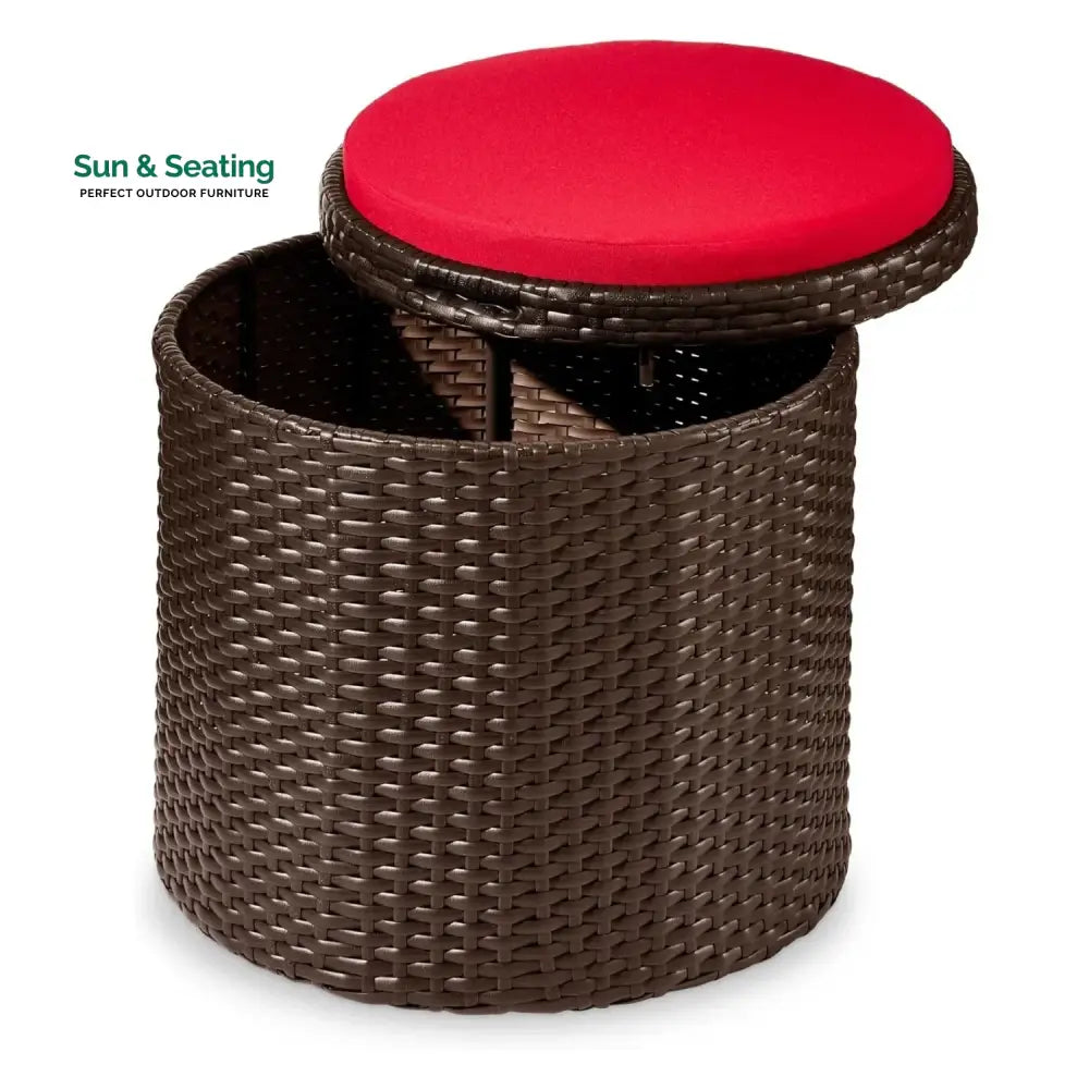 Round Wicker Ottoman for Patio &amp; Backyard Footrest