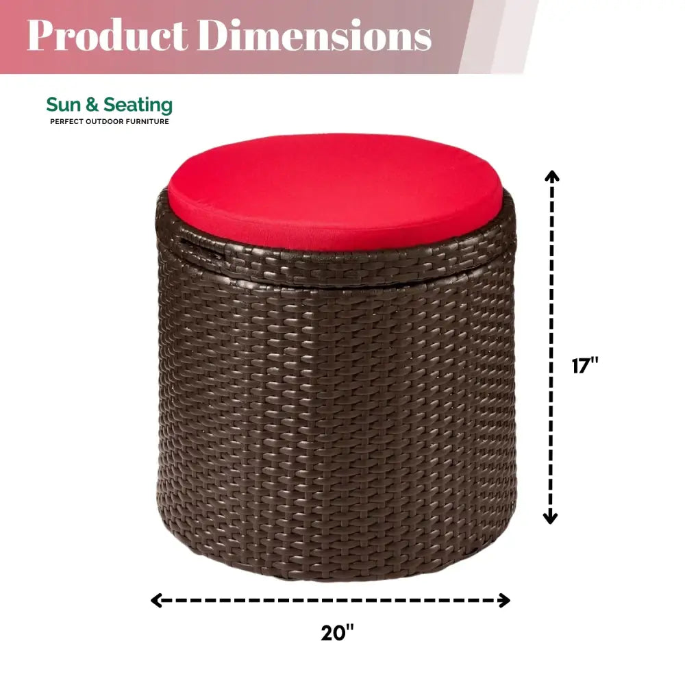 Round Wicker Ottoman for Patio &amp; Backyard Footrest