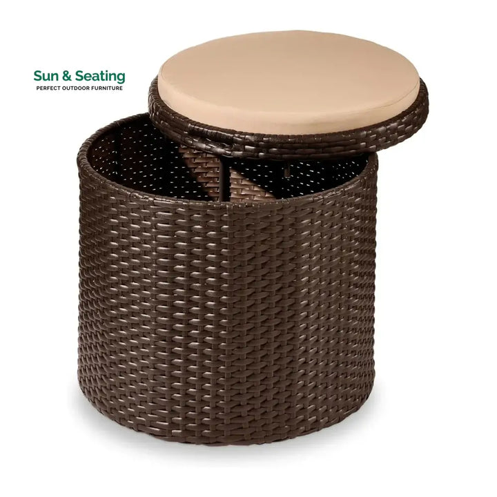 Round Wicker Ottoman for Patio &amp; Backyard Footrest