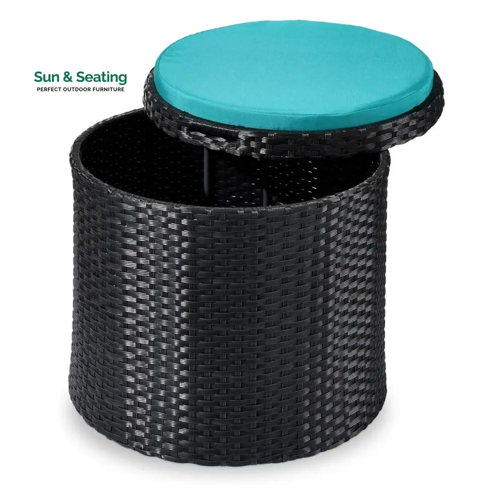 Round Wicker Ottoman for Patio &amp; Backyard Footrest