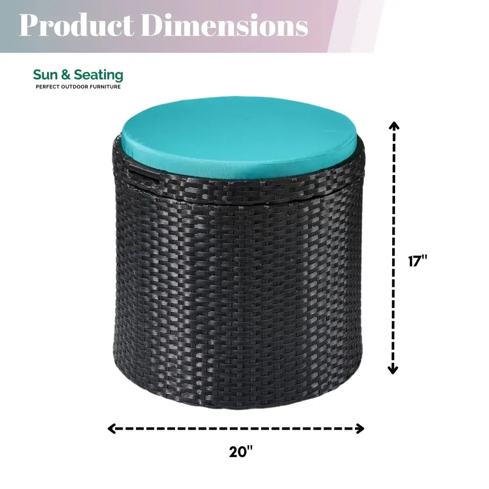 Round Wicker Ottoman for Patio &amp; Backyard Footrest
