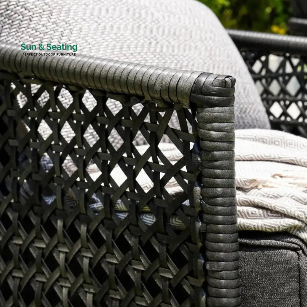 Rowan L-Shaped Patio Conversation Sofa Set with Thick Cushions &amp; Side Table (Grey) Sofa Set