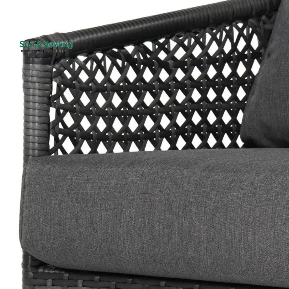 Rowan L-Shaped Patio Conversation Sofa Set with Thick Cushions &amp; Side Table (Grey) Sofa Set