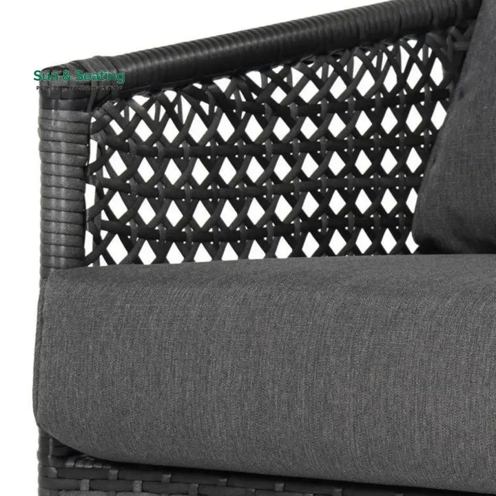 Rowan L-Shaped Patio Conversation Sofa Set with Thick Cushions &amp; Side Table (Grey) Sofa Set