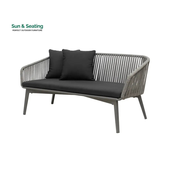 Roxy Outdoor Garden Balcony Sofa Set 2 Seater 2 Single seater and 1 Center Table Set Braid &amp; Rope (Dark Grey) Sofa Sets