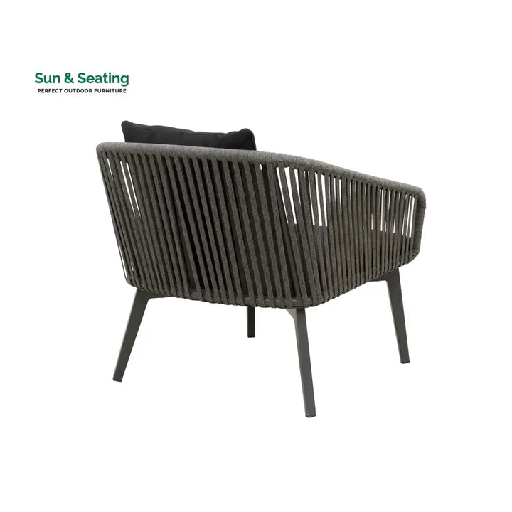 Roxy Outdoor Garden Balcony Sofa Set 2 Seater 2 Single seater and 1 Center Table Set Braid &amp; Rope (Dark Grey) Sofa Sets
